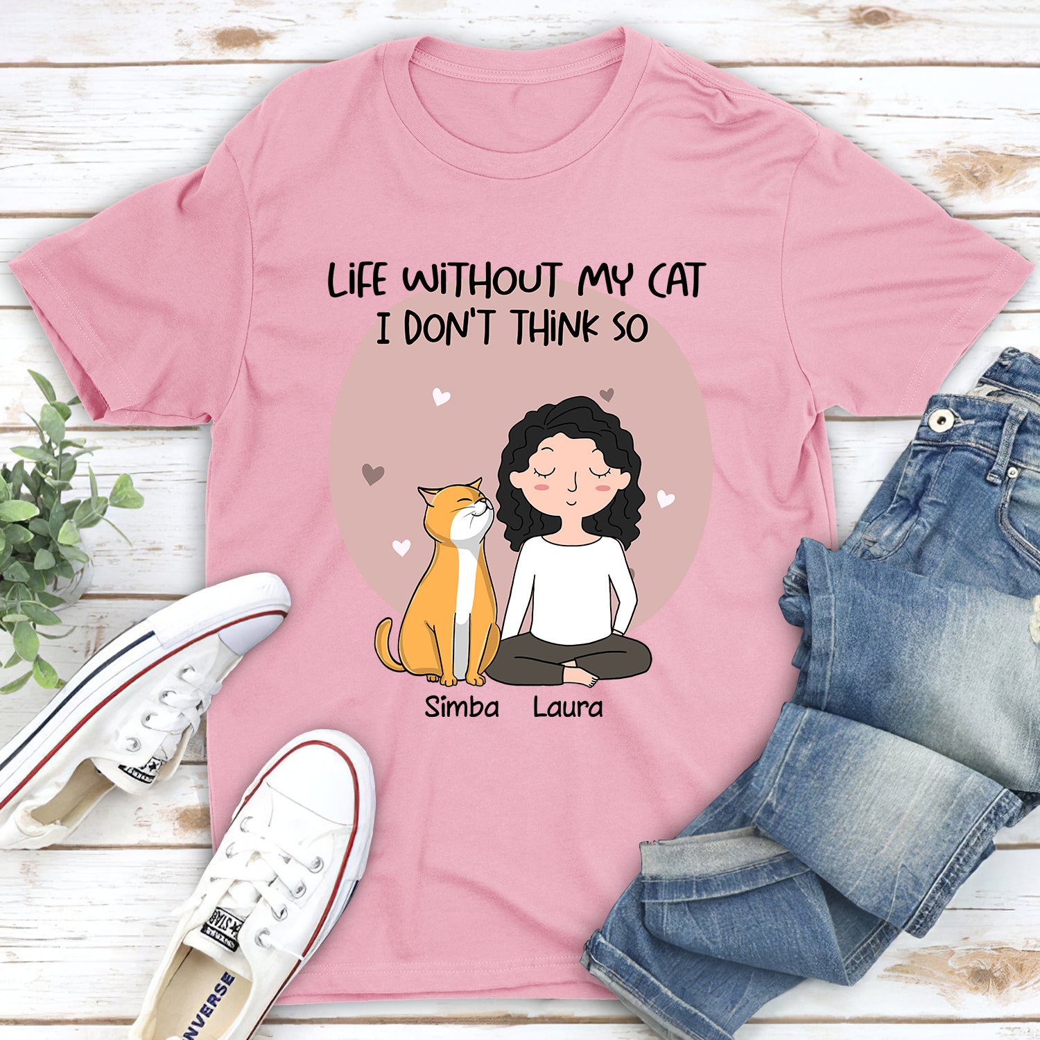 Life Without Cats - Personalized Custom Unisex 5.3 oz T-shirt for Pet Lovers