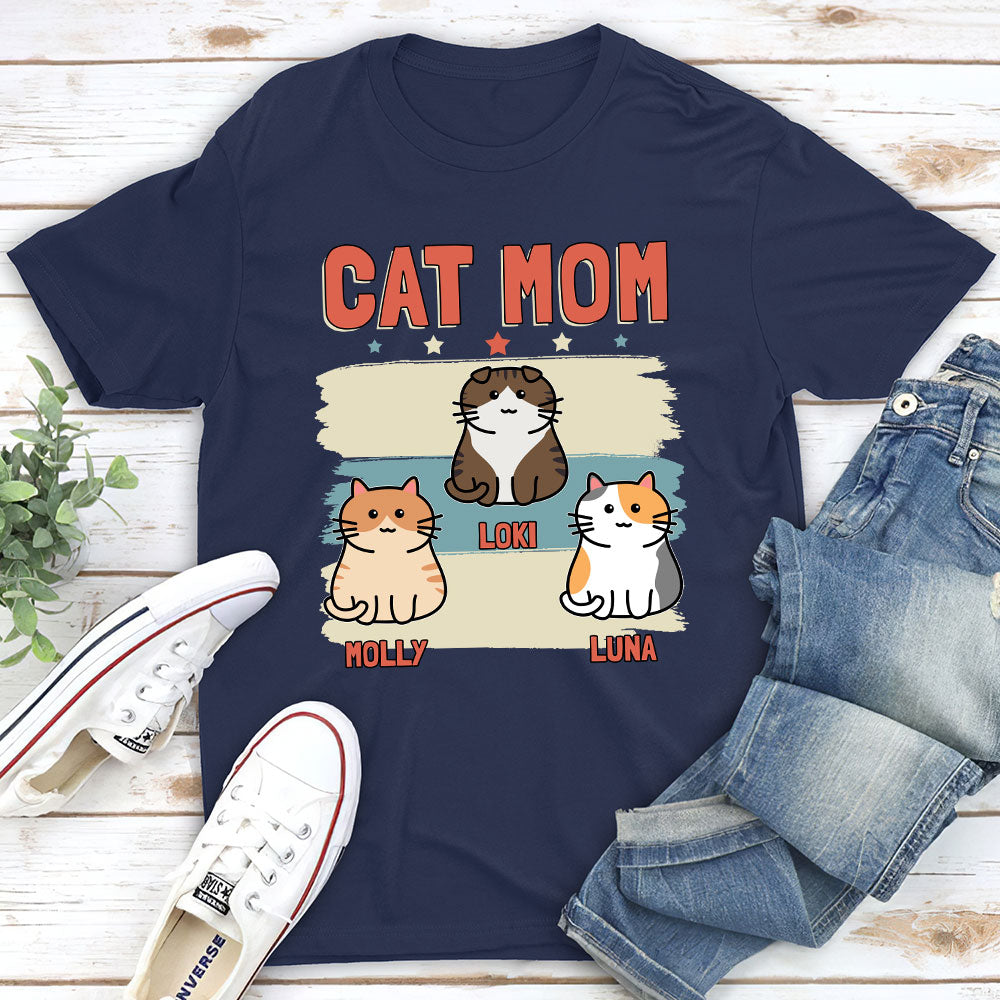 Retro Cat Mom - Personalized Custom Unisex 5.3 oz T-shirt for Pet Lovers