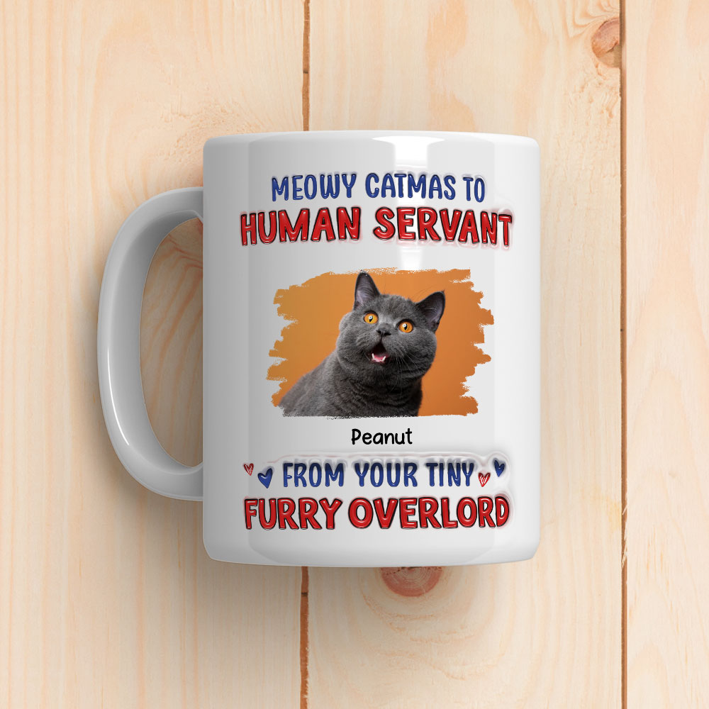 Meowy Catmas Personalized Custom 3D Inflated Effect Photo Mug for Human Servants