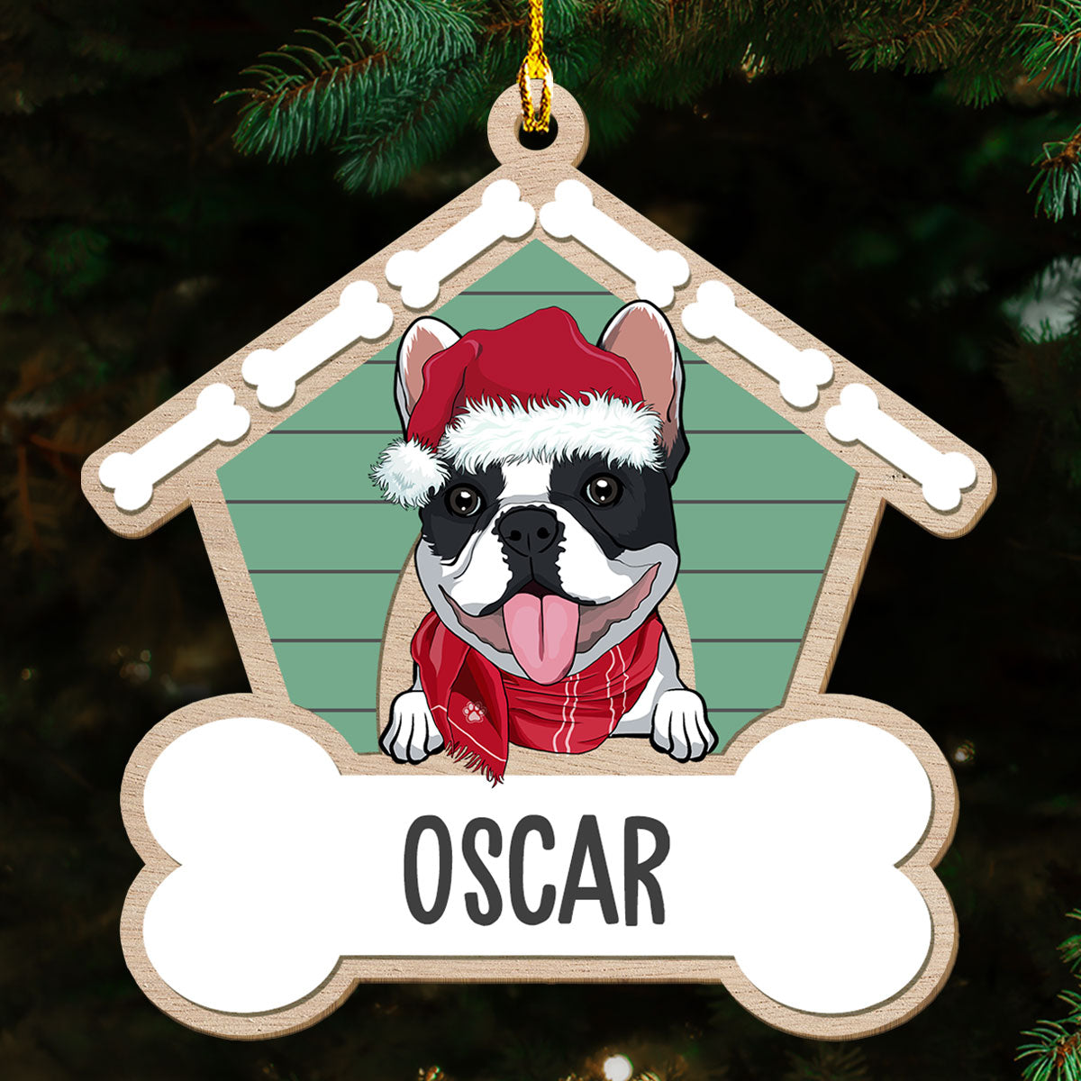 Cozy House - Customizable One - Layered Personalized Wood Christmas Ornament
