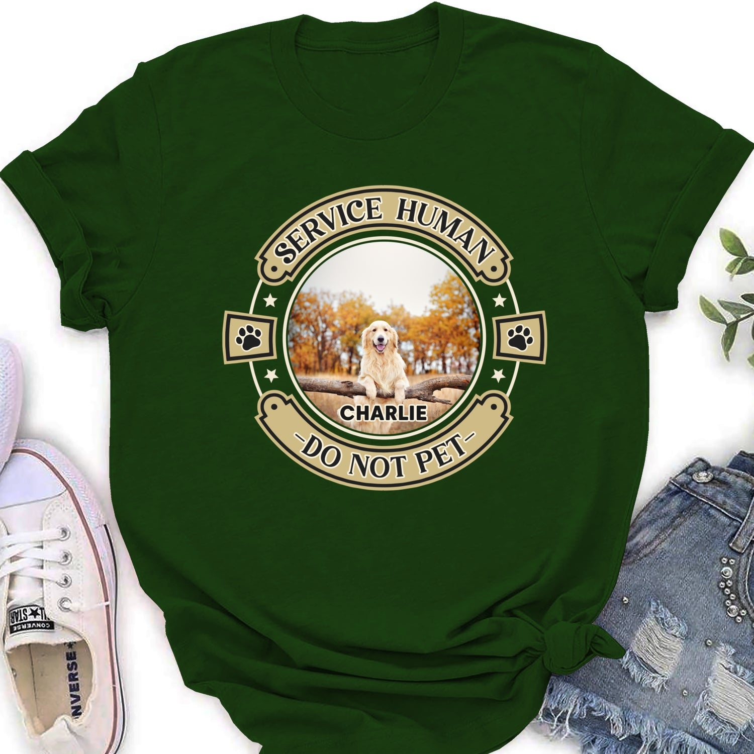 Personalized Custom Service Human Dog Photo Women's T-Shirt - Ideal Gift for Pet Lovers