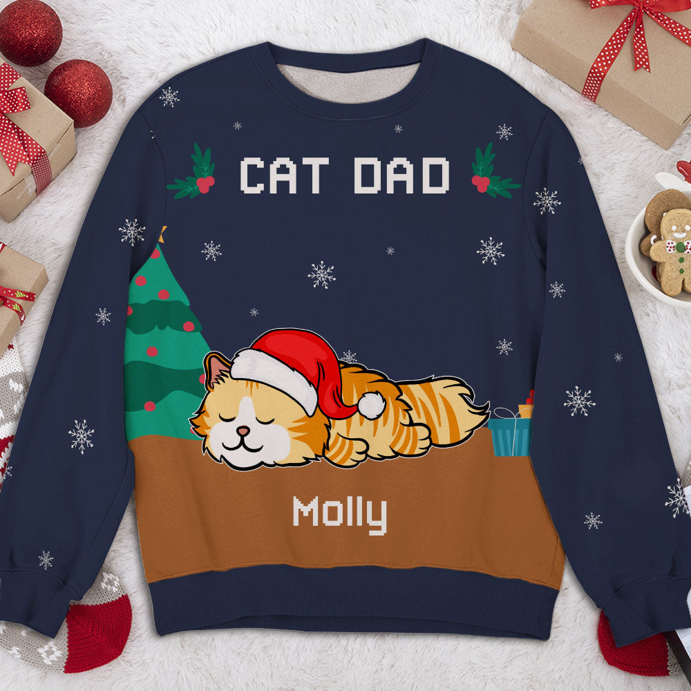 Cozy Christmas - Personalized Custom All-Over-Print Unisex 8.8 oz Polyester Blend Sweatshirt for Pet Lovers