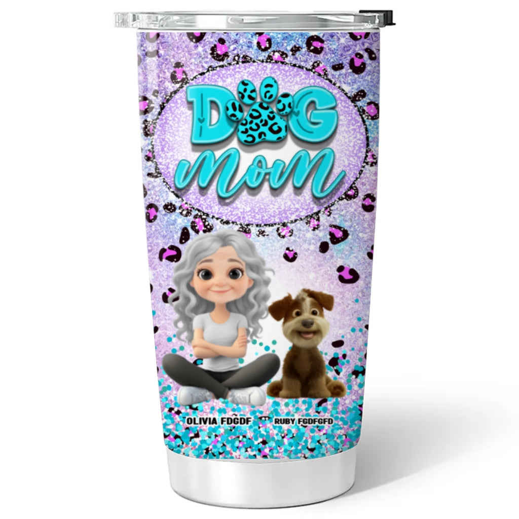 Stylish Dog Mom Paw Leopard Personalized Custom 20oz Tumbler
