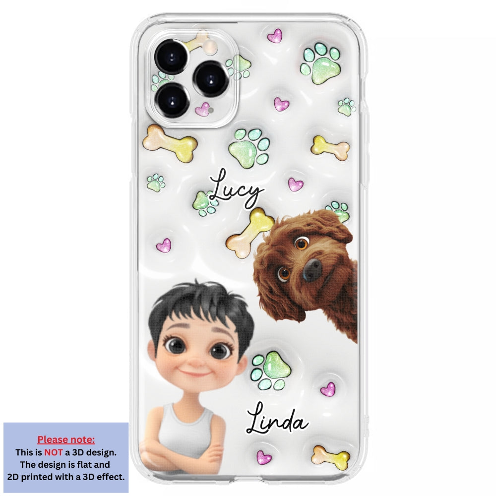 Lovey Human and Her Dogs - Exclusive Personalized Custom 3D Inflated Effect Smartphone Case
