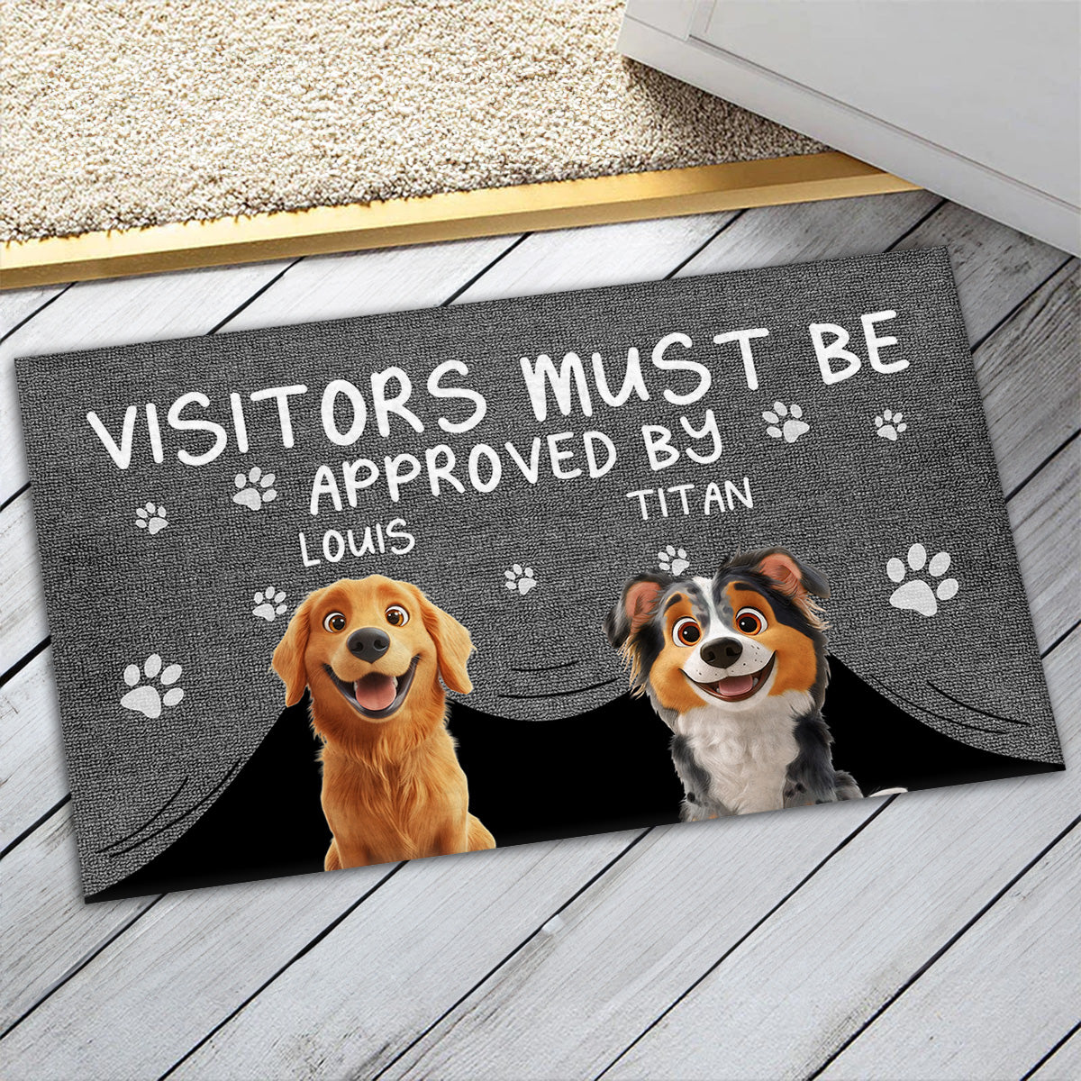 Approved By Dog Cartoon - Personalized Custom Doormat with Sublimation Printing and Multiple Size Options
