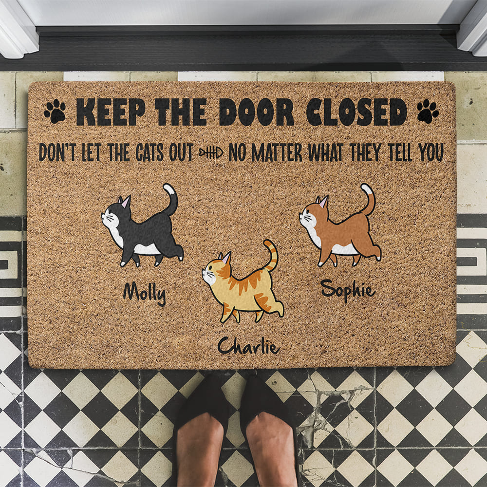 Keep Door Closed - Personalized Custom Dog Picture Doormat in 24' x 16' and 30' x 18' Sizes