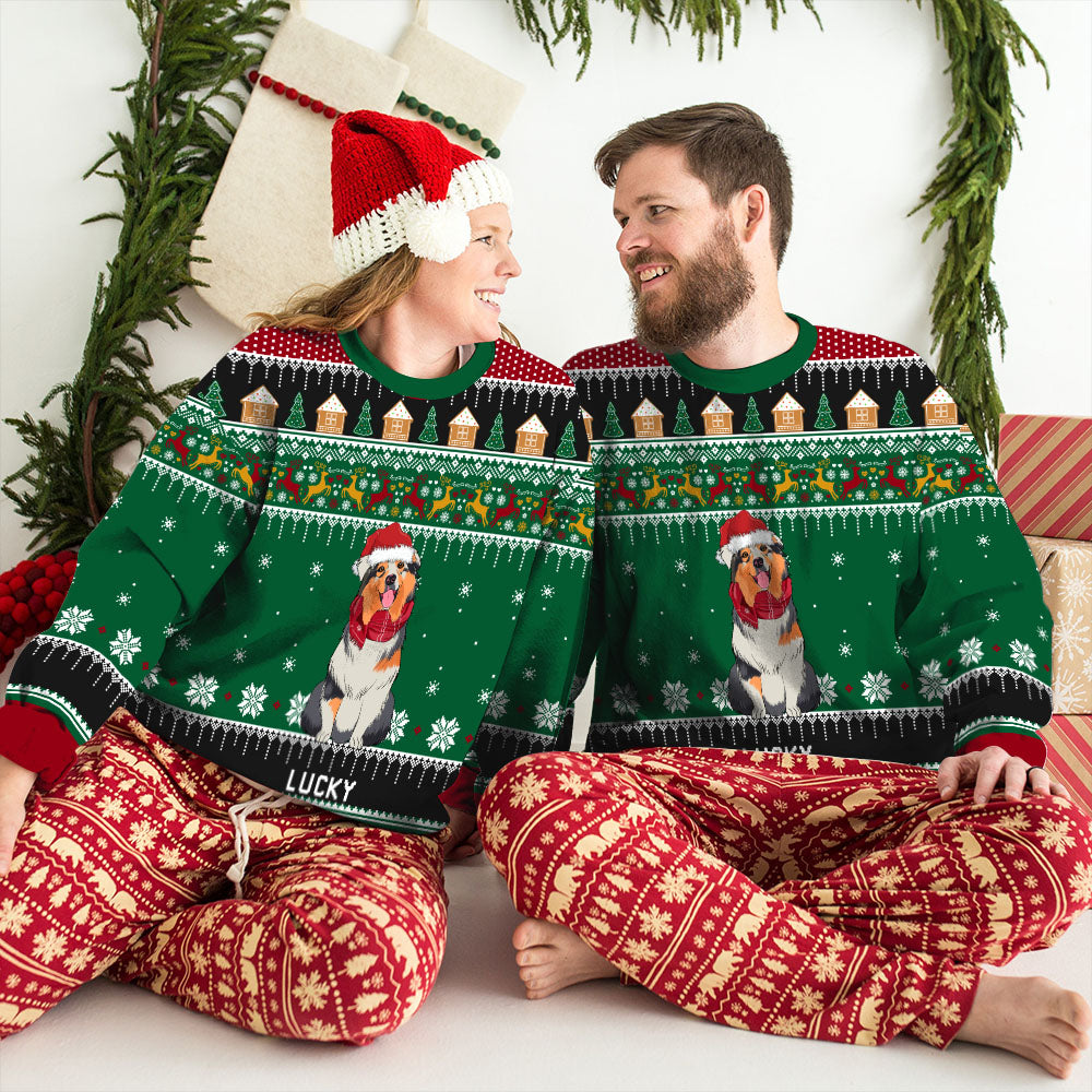 Unique Personalized Custom All-Over-Print Christmas With Dogs Sweatshirt for Dog Lovers