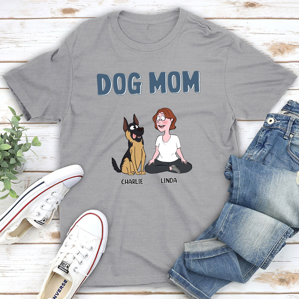 Unique Dog Mom Cartoon - Personalized Custom Unisex 5.3 oz T-shirt for Pet Lovers