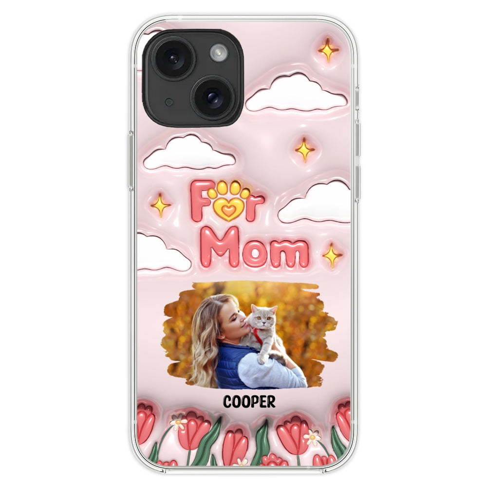 Personalized Custom 3D Inflated Effect 'I Love My Fur Mom' Photo Phone Case - Stylish and Protective