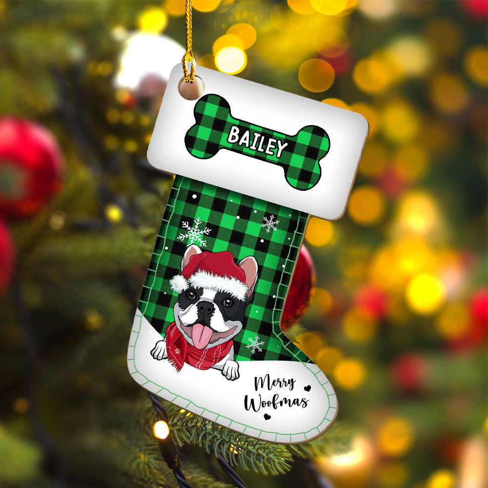 Personalized Custom 1-layered Wood Pet Christmas Stocking Ornament - Capture Memories