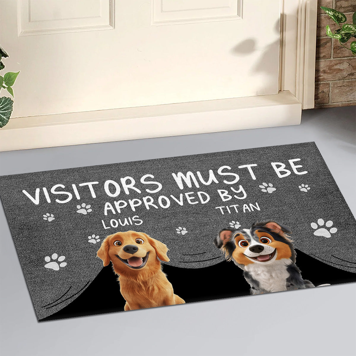 Approved By Dog Cartoon - Personalized Custom Doormat with Sublimation Printing and Multiple Size Options
