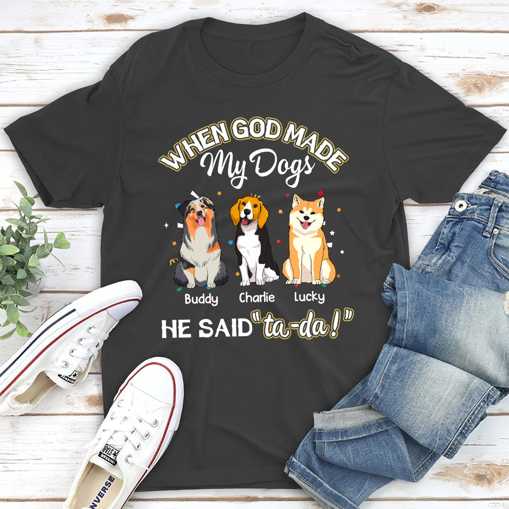 God Made My Dog - Personalized Custom Unisex 5.3 oz T-shirt for Pet Lovers