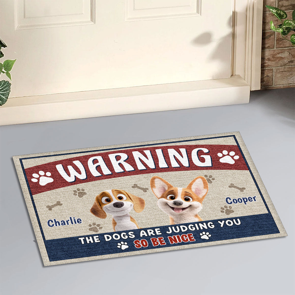 Personalized Custom Doormat - Dogs Are Judging You, Be Nice! Ideal for Pet Lovers