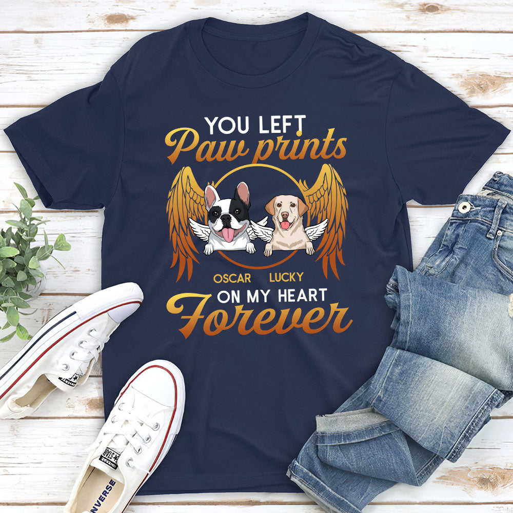On My Heart Forever - Personalized Custom Unisex 5.3 oz T-shirt for Pet Lovers