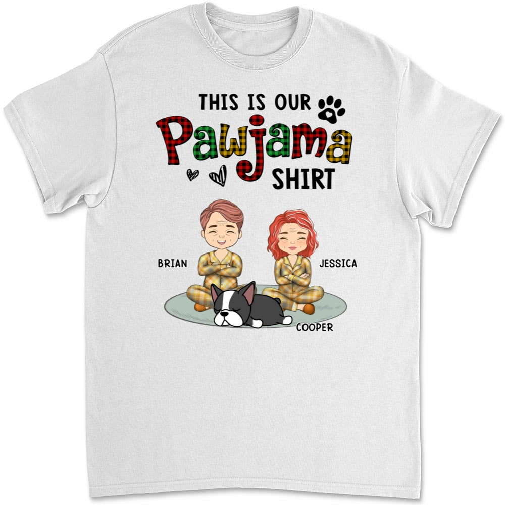 Pawjama Shirt Ver Couple - Personalized Custom Unisex 5.3 oz T-Shirt for Pet Lovers