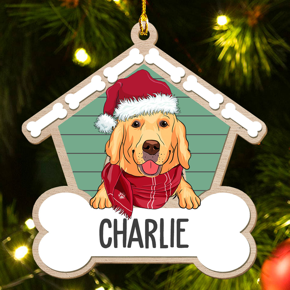 Cozy House - Customizable One - Layered Personalized Wood Christmas Ornament