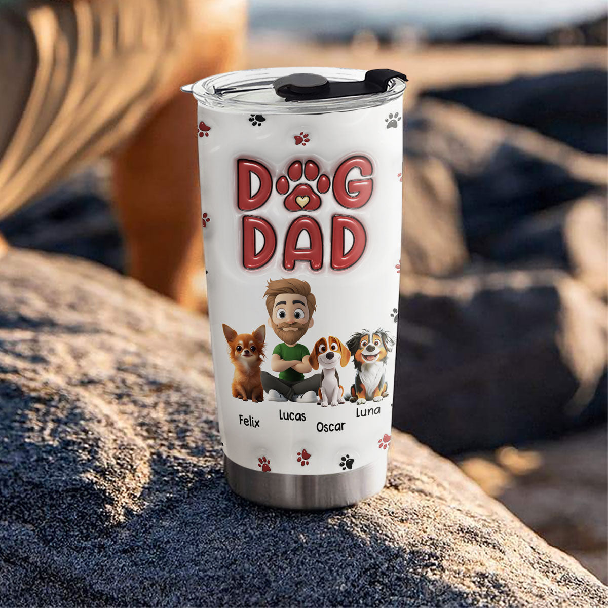 Stylish Personalized Custom 3D Inflated Effect Tumbler for Dog Dads - New Design