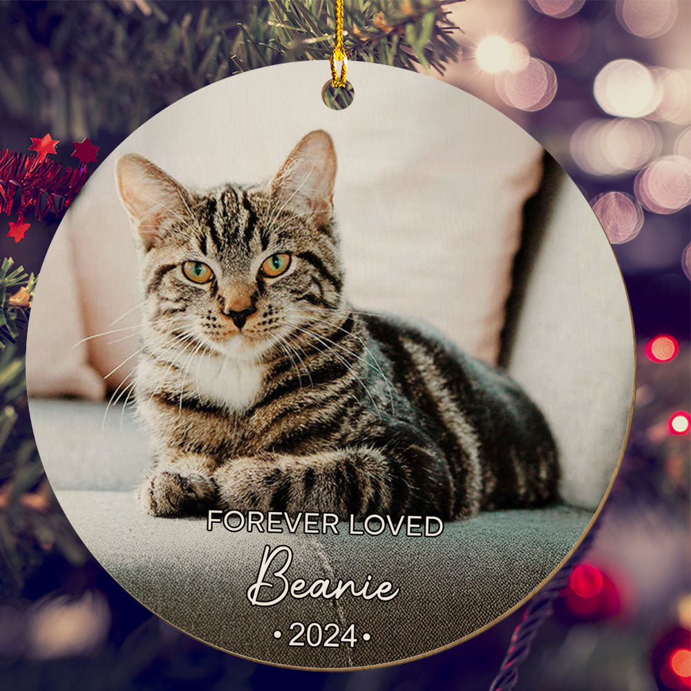 Forever Loved Customizable Photo Pet Memorial - Unique Personalized Custom Wood Christmas Ornament