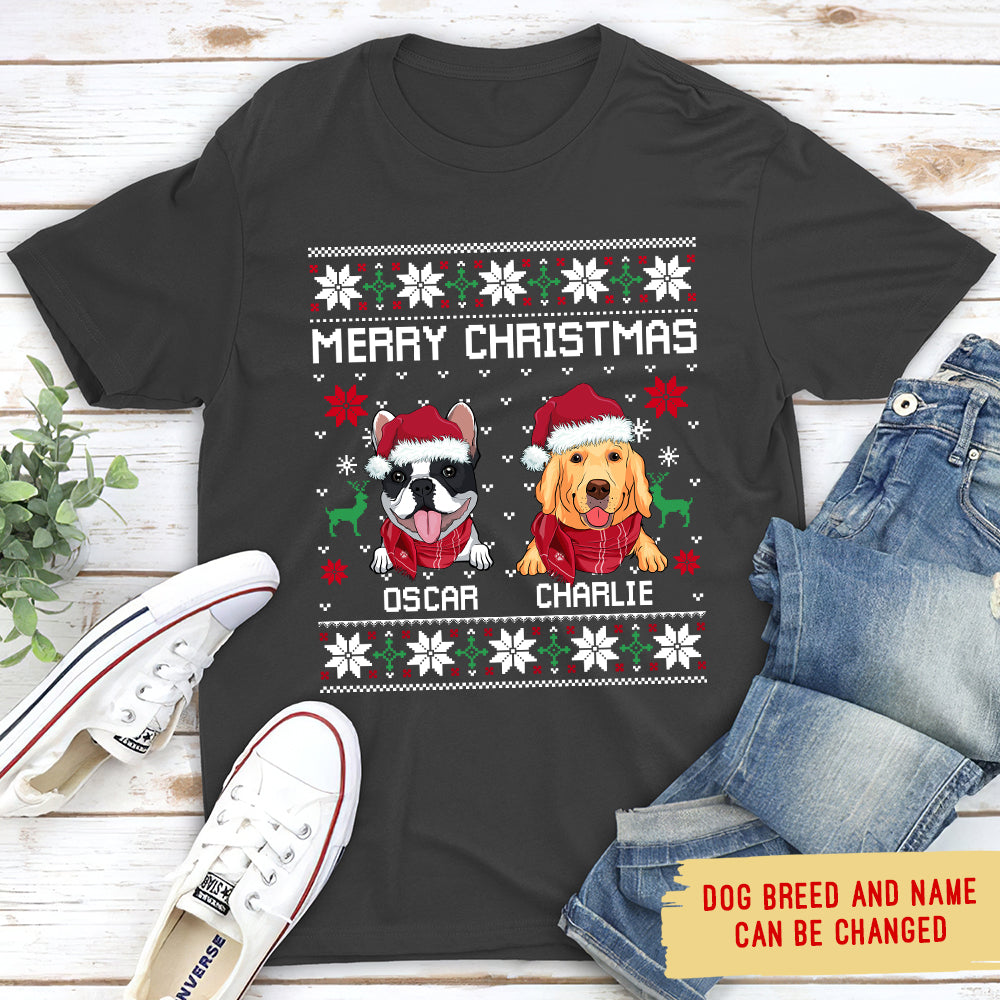 Merry Christmas - Personalized Custom Unisex 5.3 oz T-shirt for Pet Lovers