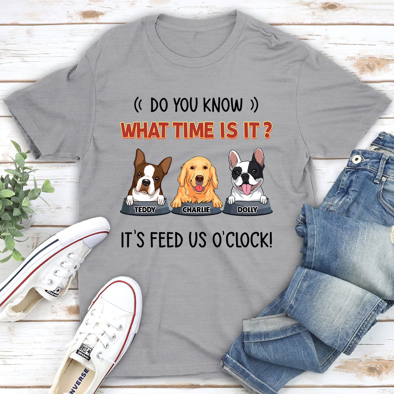 What Time Is It - Personalized Custom Unisex 5.3 oz T-shirt for Pet Lovers