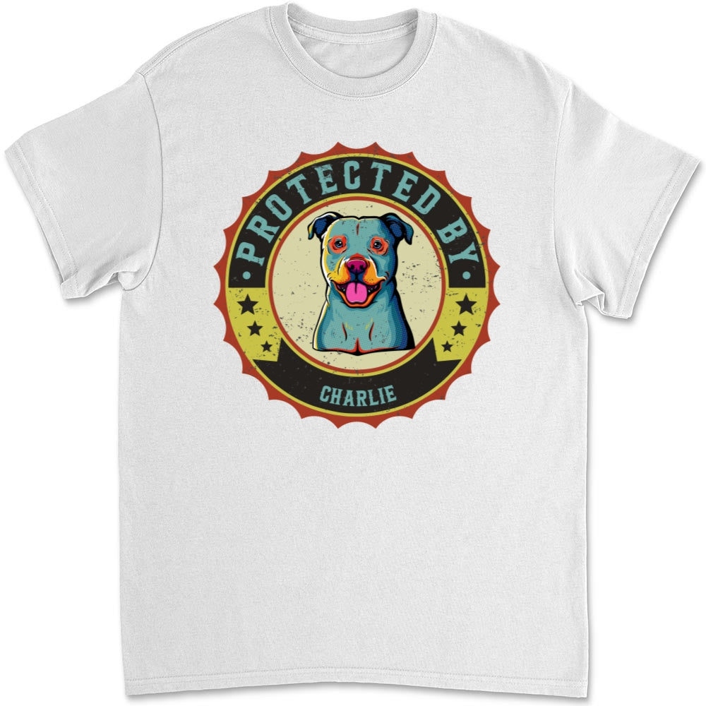 Protected By Dogs Ver 2 - Personalized Custom Unisex 5.3 oz T-Shirt for Pet Lovers