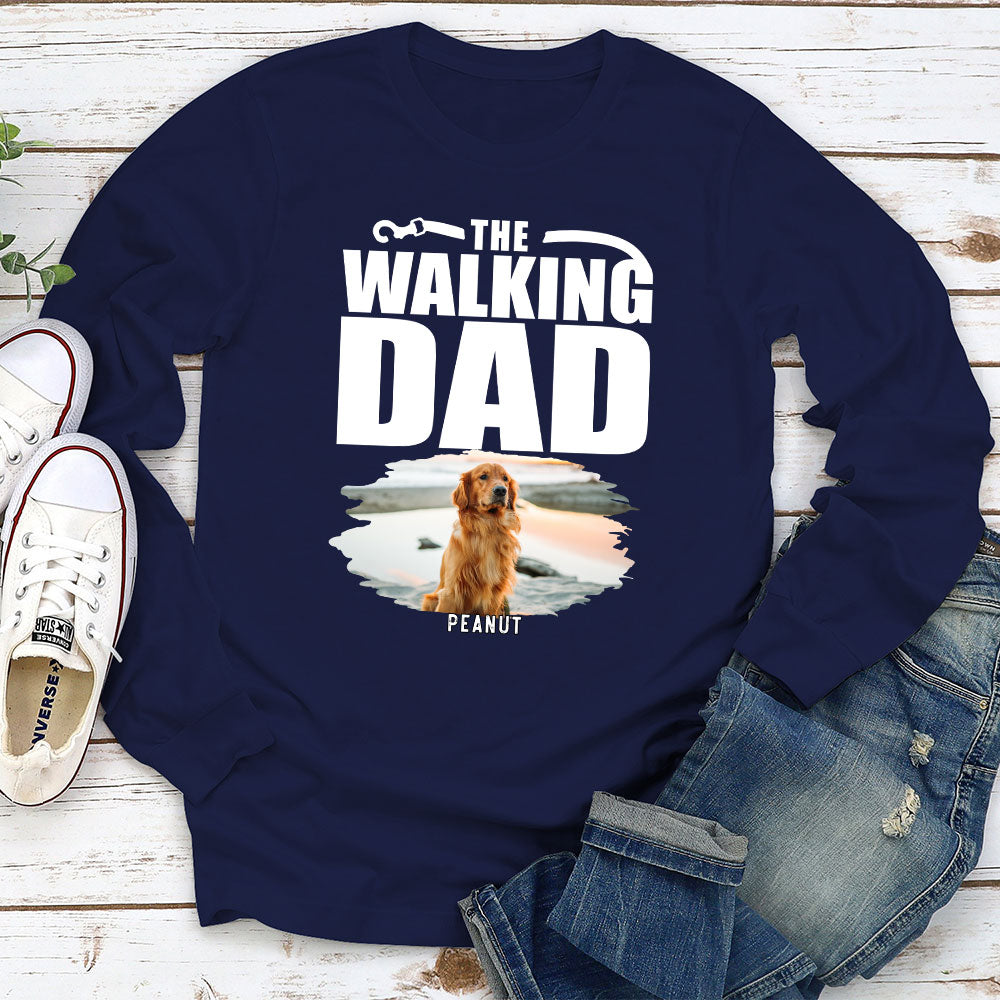 Personalized Custom Long Sleeve Walking Dad/Mom Photo T-shirt - Ideal Gift for Pet Lovers
