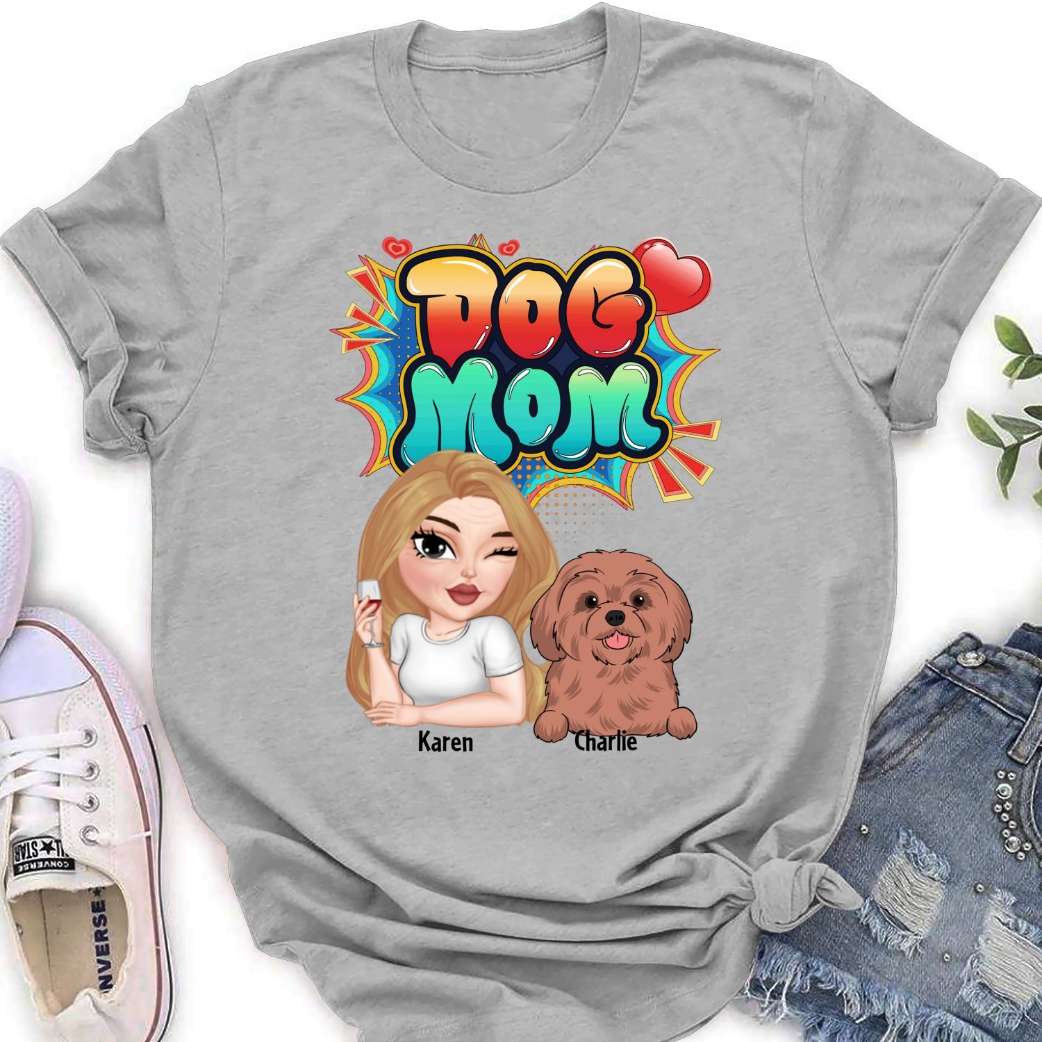 Sweet Dog Mom - Personalized Custom Women's Cotton Blend T-Shirt for Pet Lovers