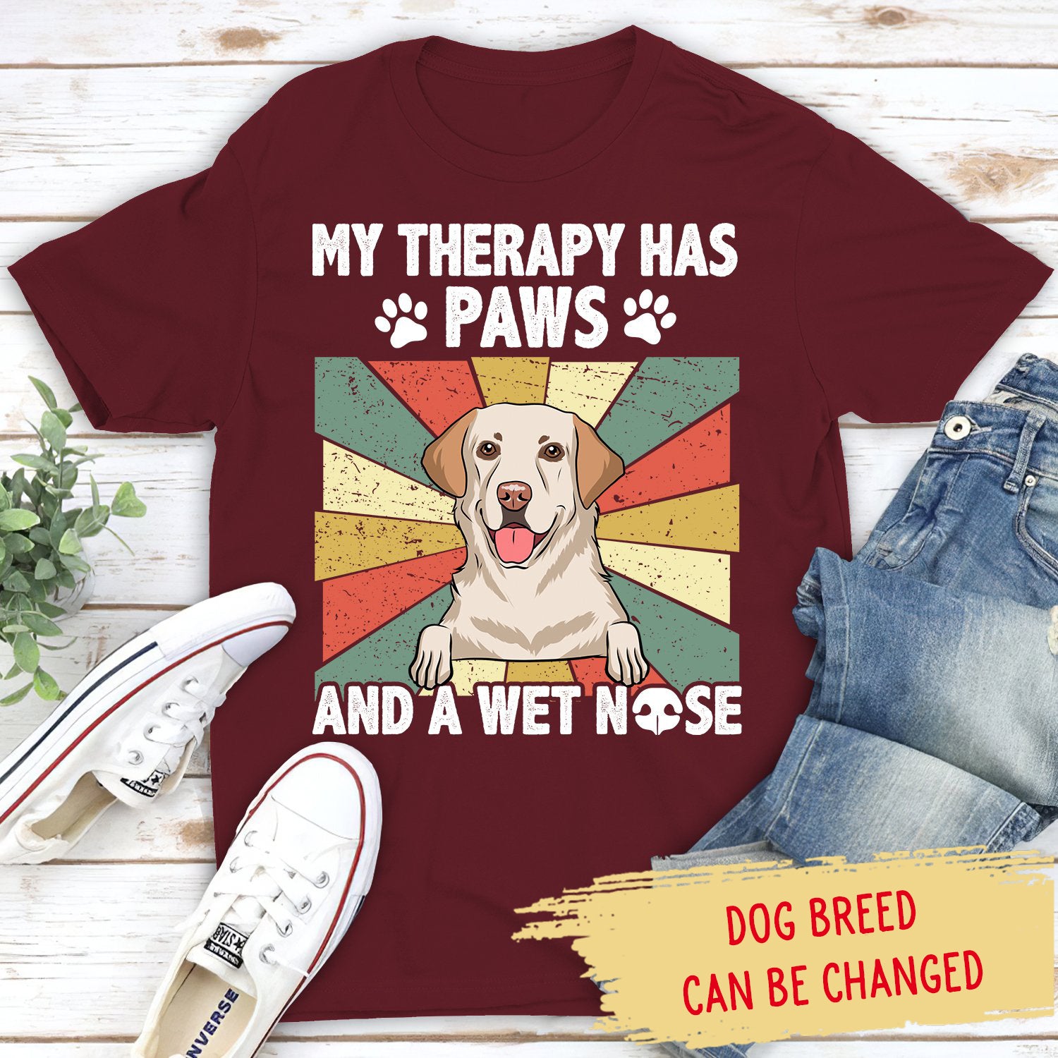 My Therapy Has A Wet Nose - Personalized Custom Unisex 5.3 oz T-shirt for Pet Lovers