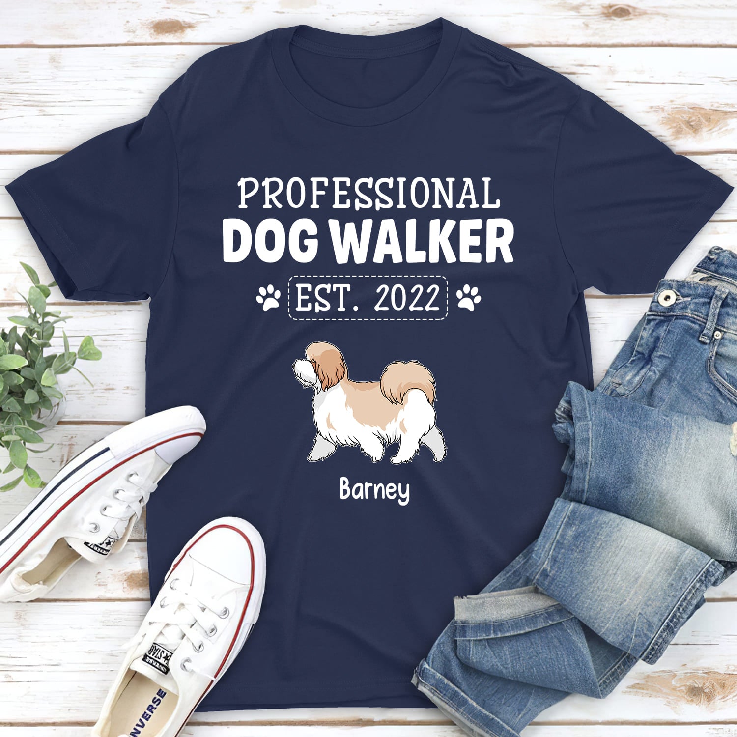 Professional Dog Walker - Personalized Custom Unisex 5.3 oz T-shirt for Pet Lovers