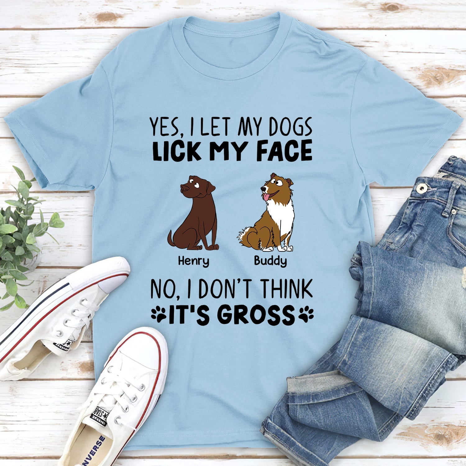 Let Dog Lick - Personalized Custom Unisex 5.3 oz T-shirt for Pet Lovers