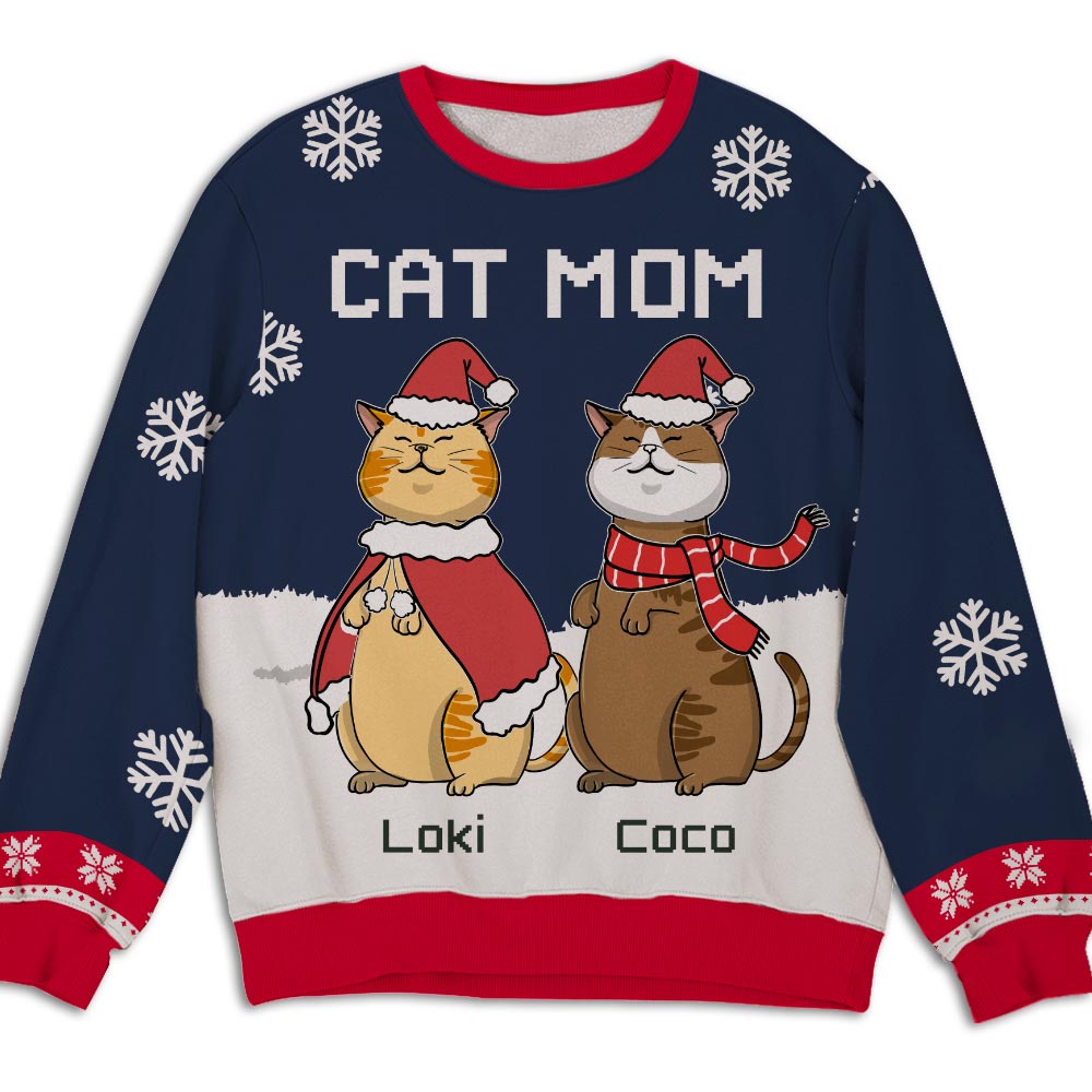 Chilling Cat Dad Mom - Personalized Custom All-Over-Print Unisex 8.8 oz Polyester Blend Sweatshirt for Pet Lovers