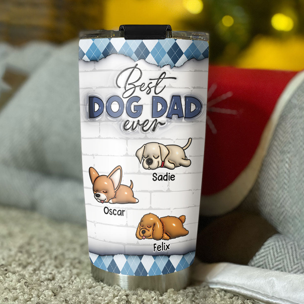 Best Dog Parents - Personalized Custom 3D Inflated Effect 20oz Stainless Steel Tumbler for Ultimate Drink Insulation