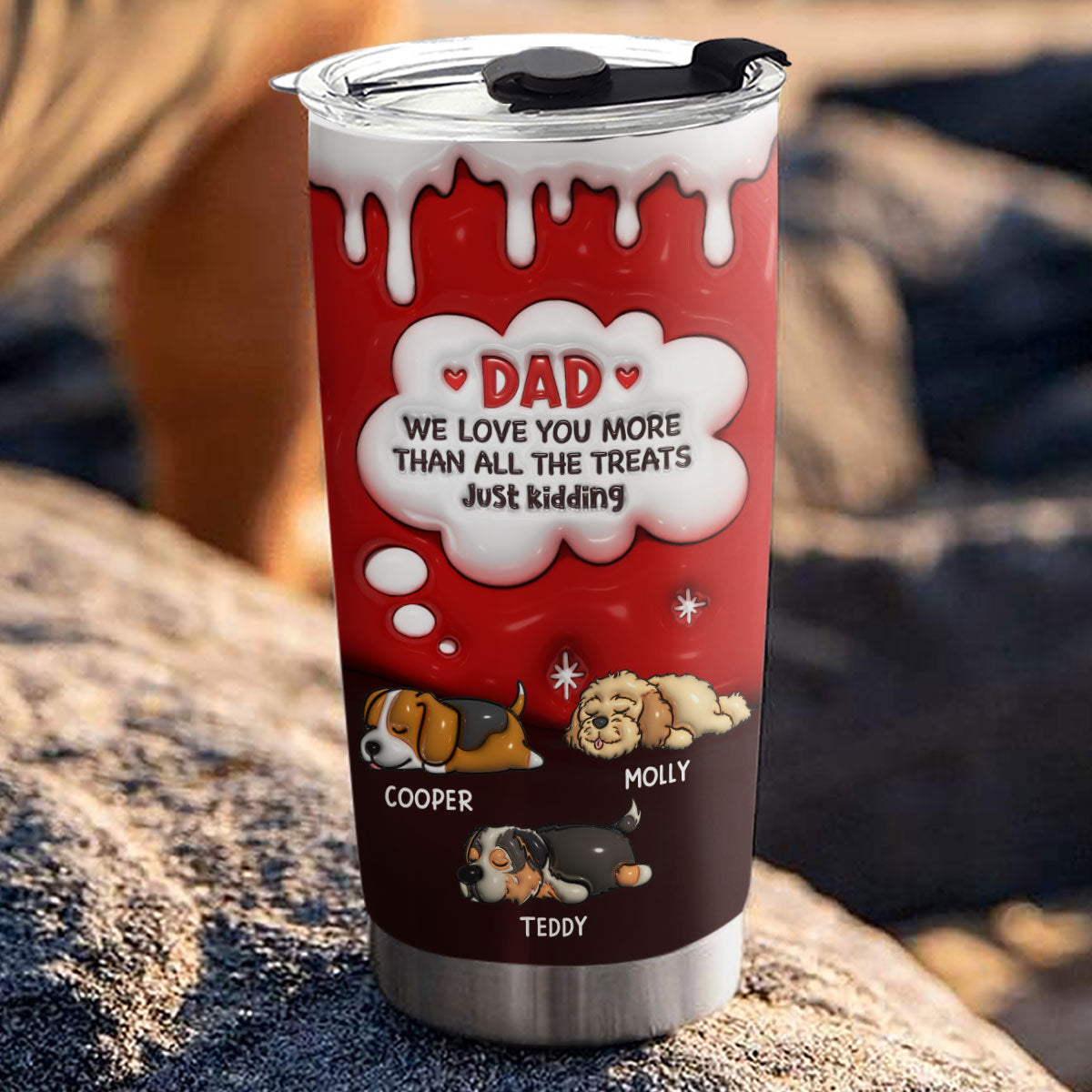 Just Kidding Dad Mom - Personalized Custom 3D Inflated Effect 20oz Stainless Steel Tumbler for All Occasions