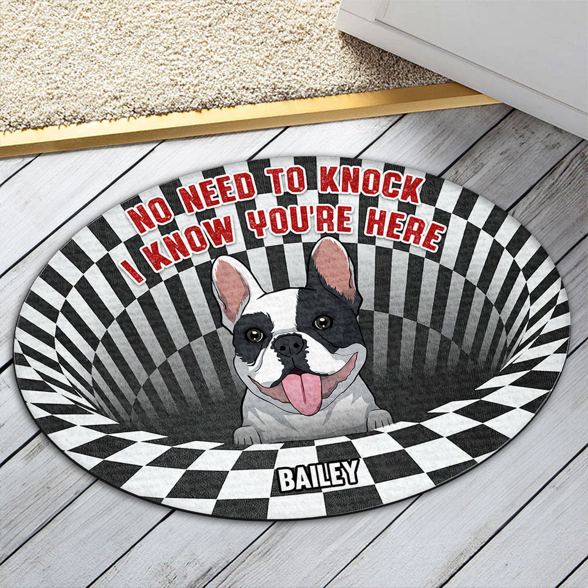 No Need To Knock - Customizable Personalized Doormat with Your Dog's Picture