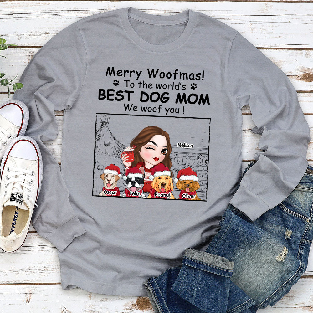Best Dog Mom Christmas - Personalized Custom Long Sleeve T-shirt for Pet Lovers