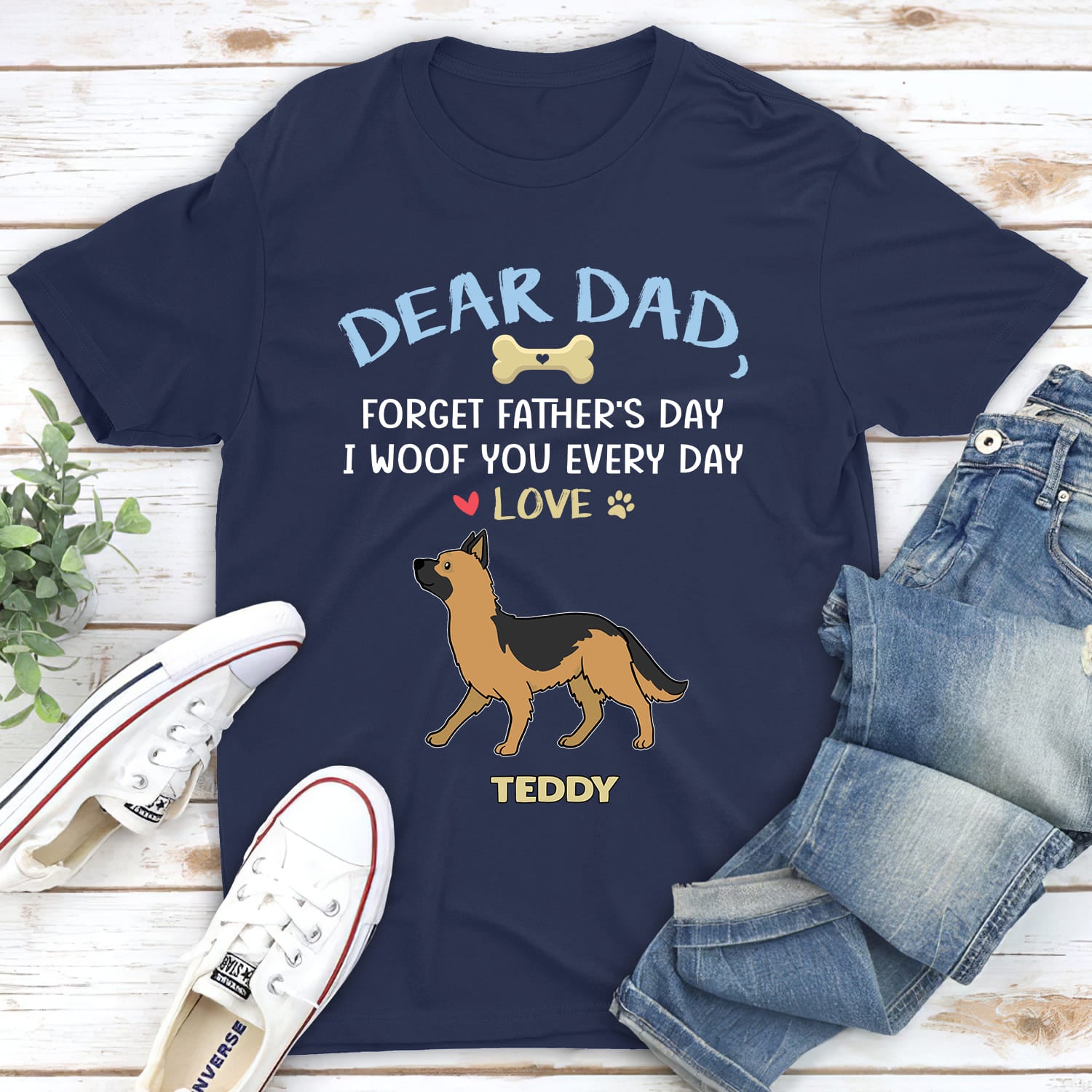 We Woof You, Dad - Personalized Custom Unisex 5.3 oz T-shirt for Pet Lovers