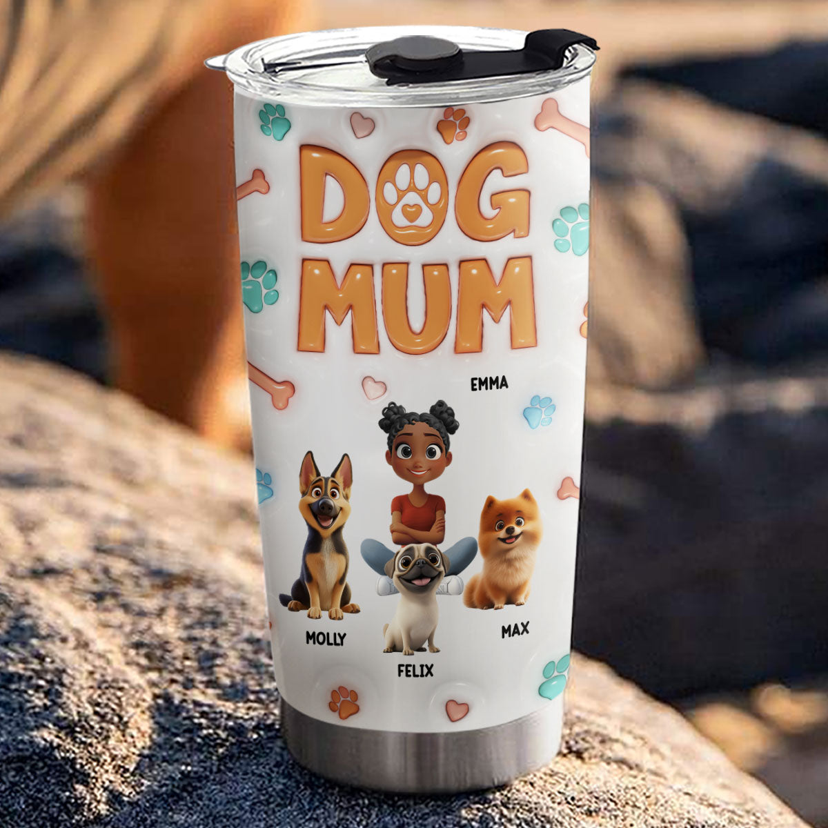Unique Personalized Custom 3D Inflated Effect Dog Mom Chibi 20oz Tumbler