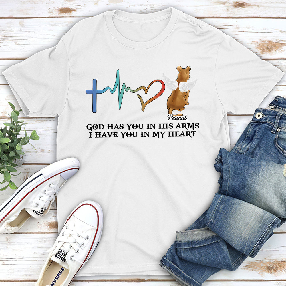 God Has You In His Arms - Personalized Custom Unisex Memorial T-shirt for Pet Lovers