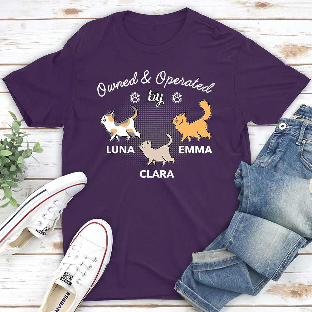 Operated By Cats - Personalized Custom Unisex 5.3 oz T-Shirt for Pet Lovers