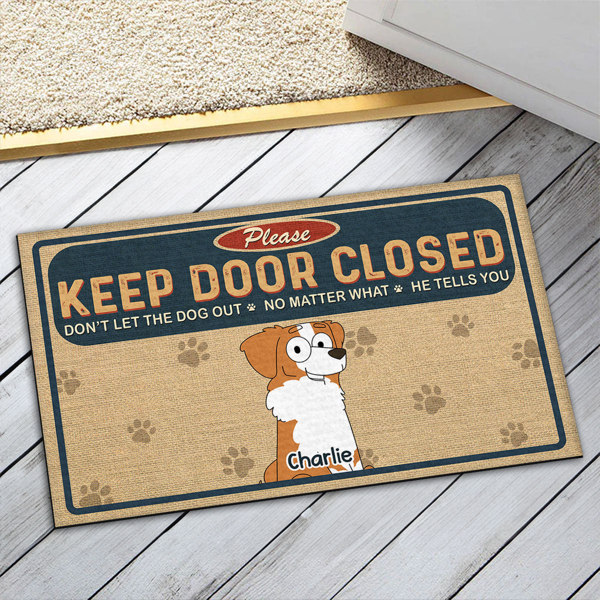 Personalized Custom 'Please Keep Door Closed' Doormat for Pet Lovers