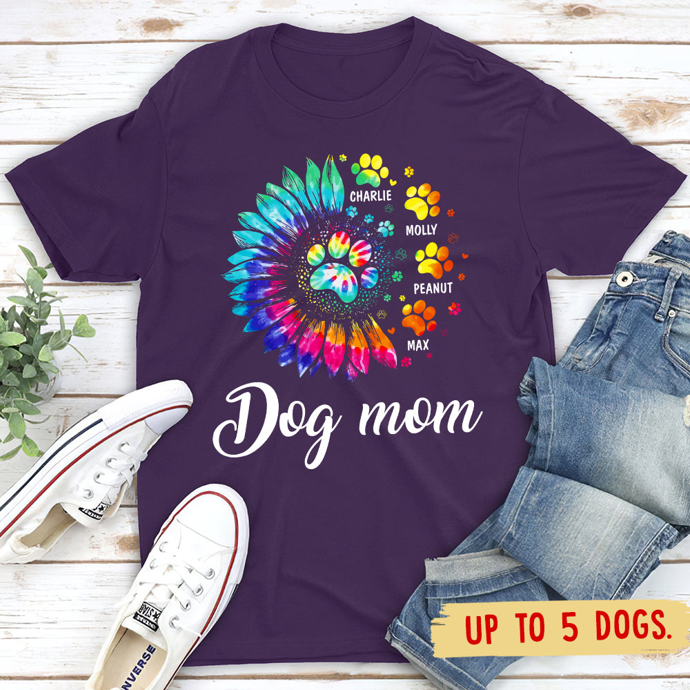 Unique Personalized Custom Unisex Dog Mom Pawprint T-shirt