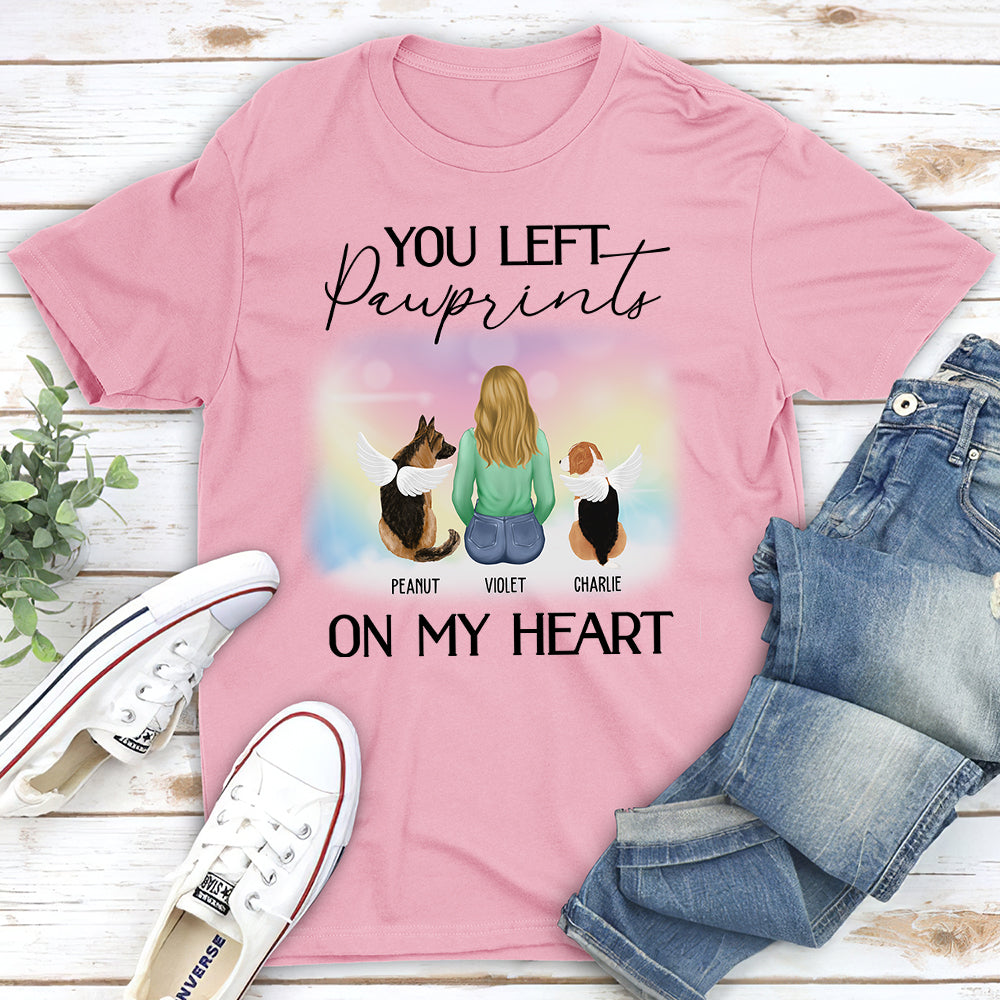You Left Pawprints - Personalized Custom Unisex Memorial T-shirt for Pet Lovers