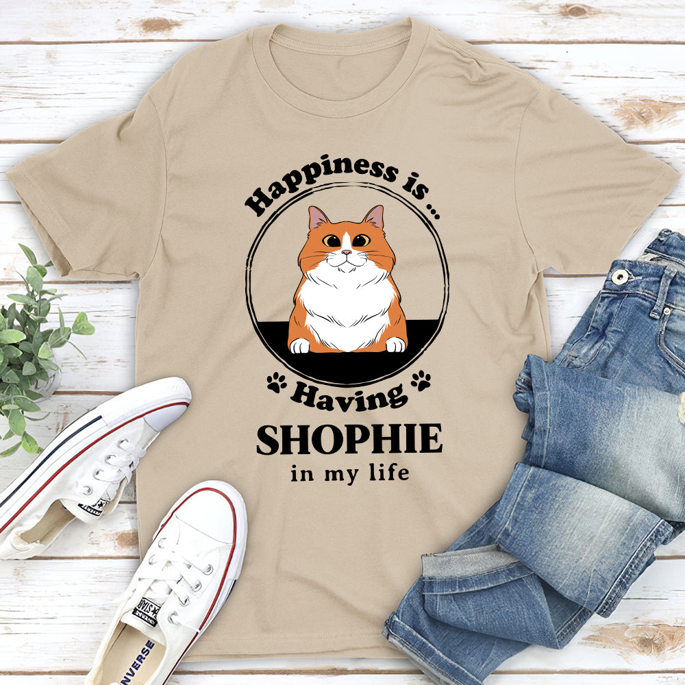 Happiness Is Having Cats - Stylish Personalized Custom Unisex T-shirt for Pet Lovers