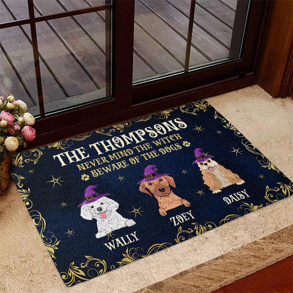Never Mind The Witch - Customizable Personalized Doormat with Your Dog's Picture