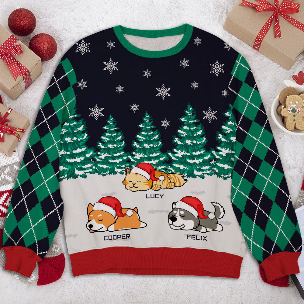 Unique Personalized Custom All-Over-Print Christmas Night Sweatshirt for Pet Lovers
