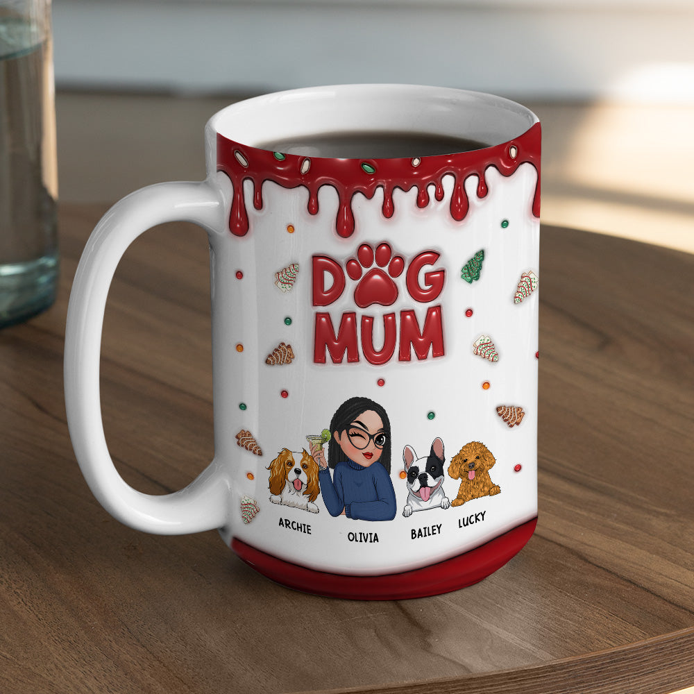 Charming Personalized Custom 3D Inflated Effect Lovely Dog Mom Cake Mug - 11oz