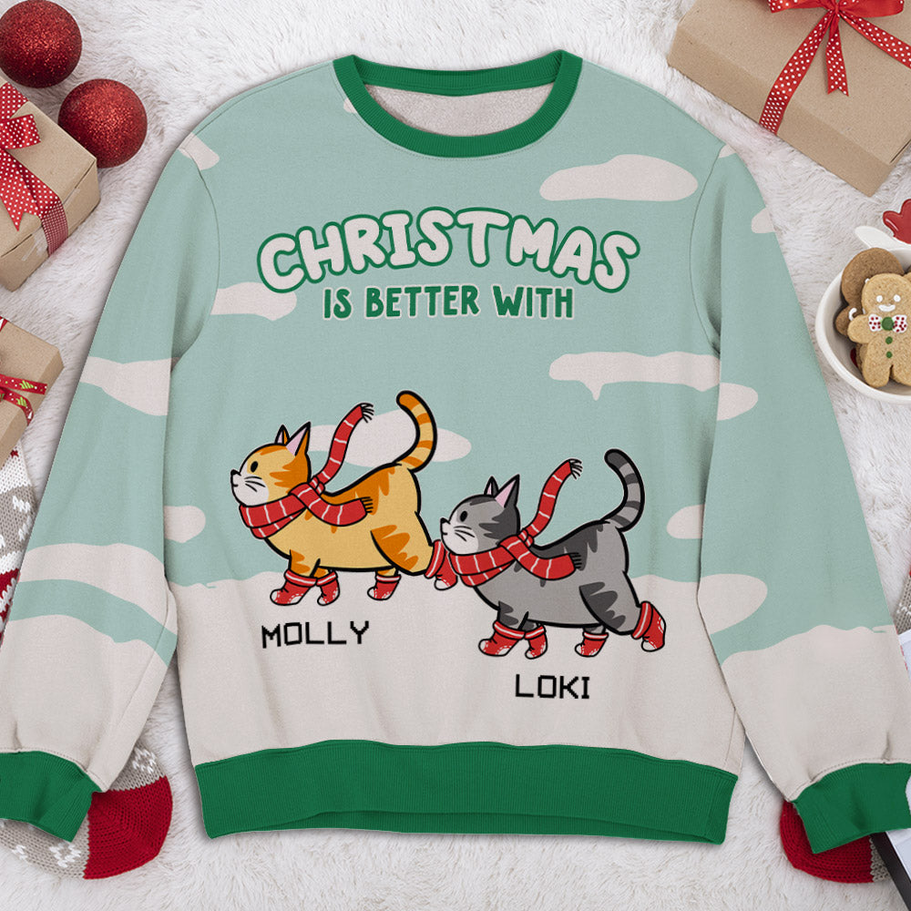 Better Christmas - Personalized Custom All-Over-Print Unisex 8.8 oz Polyester Blend Sweatshirt for Pet Lovers