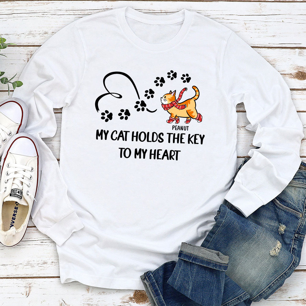 The Key To My Heart - Personalized Custom Long Sleeve Unisex T-shirt for Pet Lovers