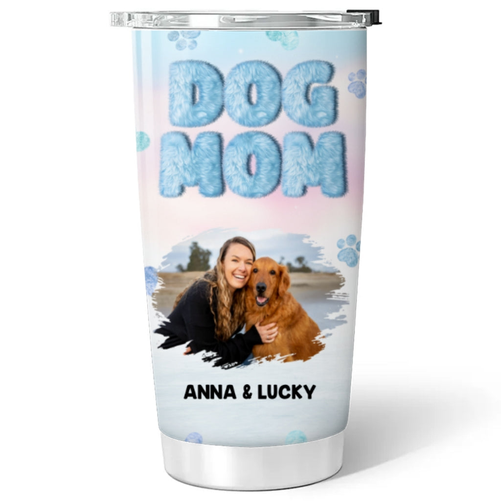 Personalized Custom Fluffy Dog Mom Photo Tumbler - 20oz High - Quality Stainless Steel