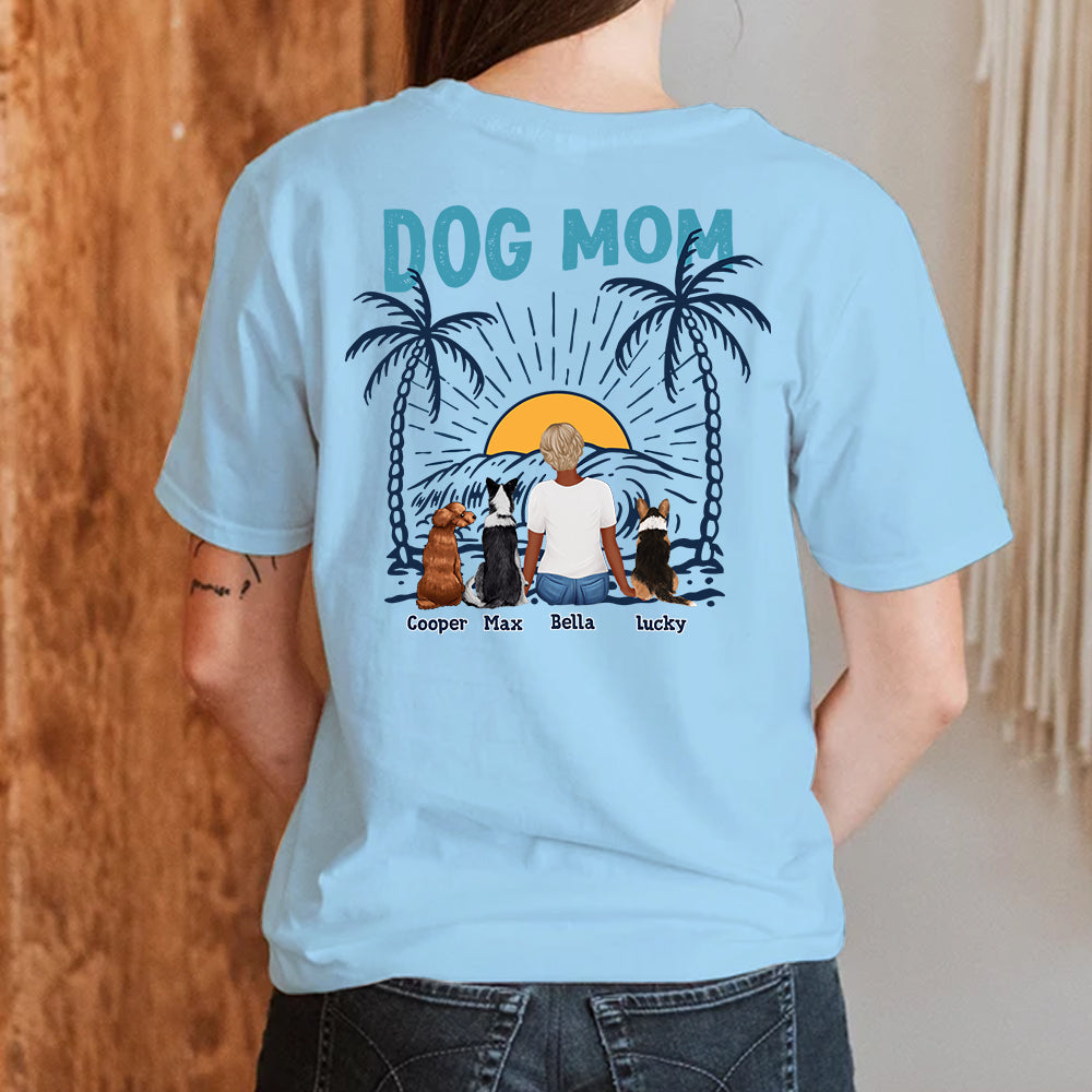 Unique Personalized Custom Unisex Dog Mom Beach Vibes T-shirt